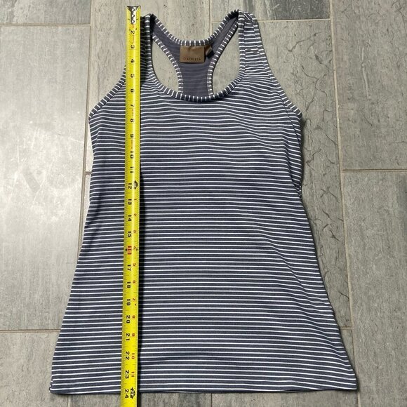 Athleta Racerback Built-In Bra Tank Top Grey White Stripes Size Small - Picture 7 of 10